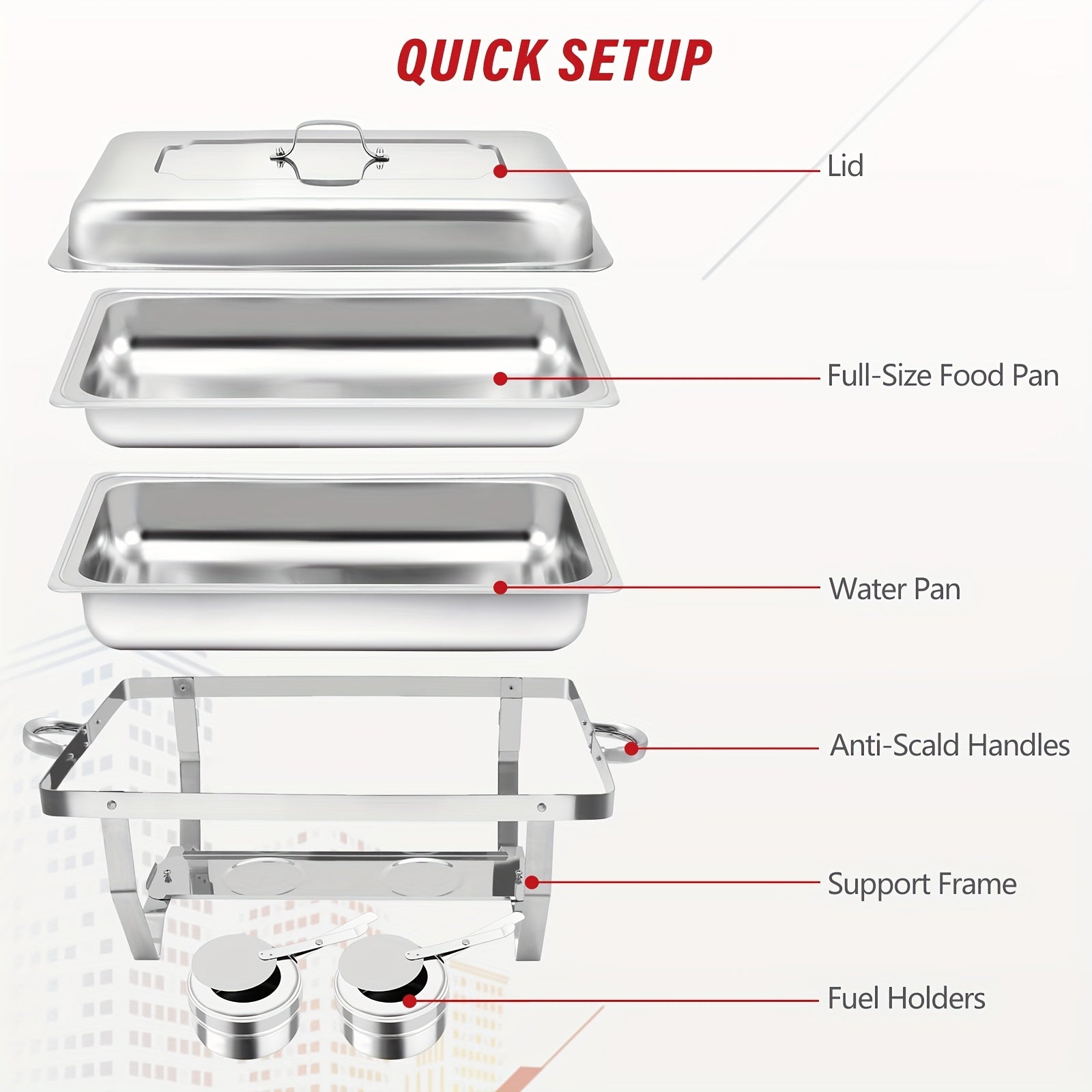 Stainless Steel Chafing Dish Set - 8QT