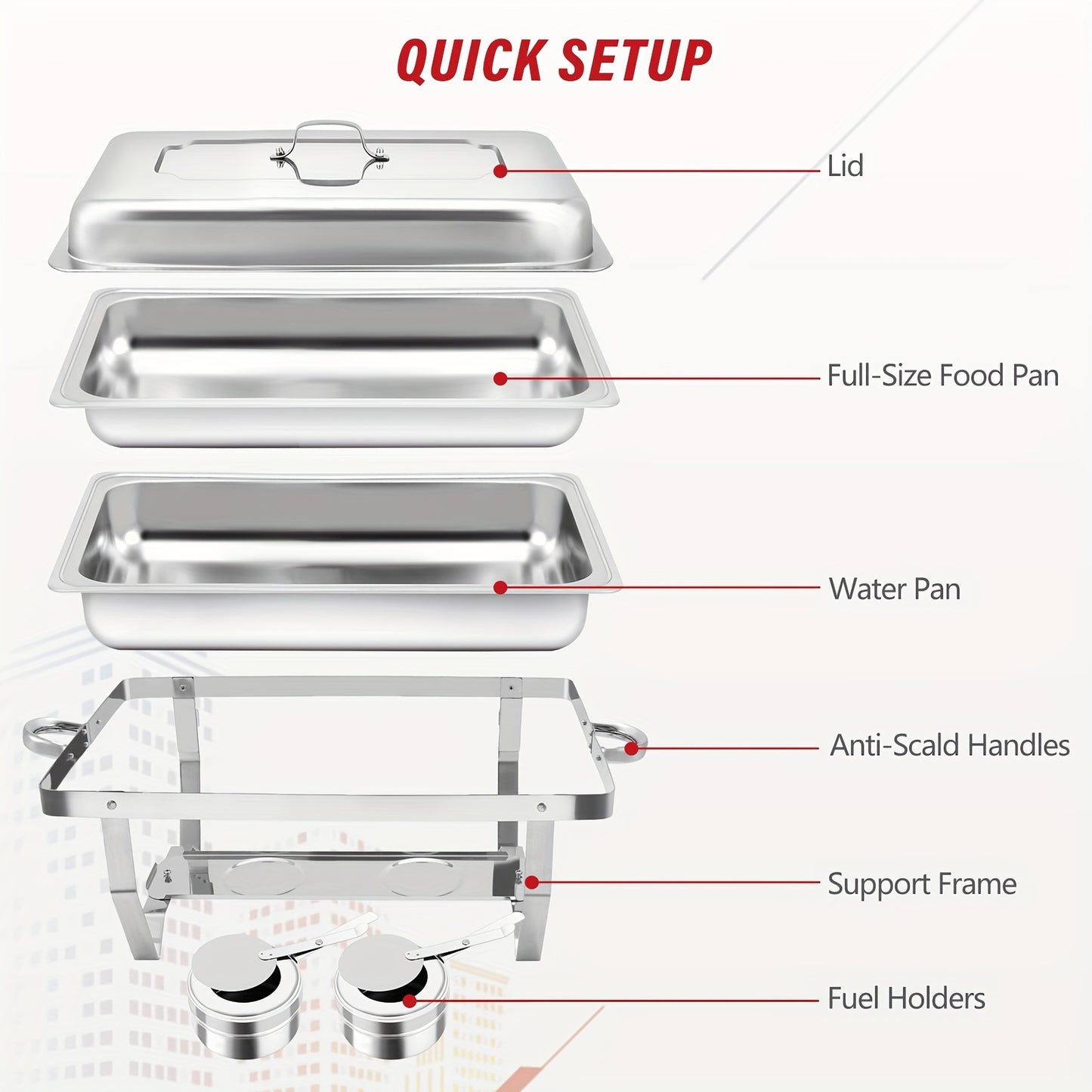 Stainless Steel Chafing Dish Set - 8QT