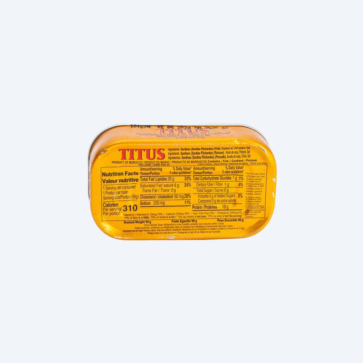 Titus Sardines (Hot) - 125g (4 3/8 oz)